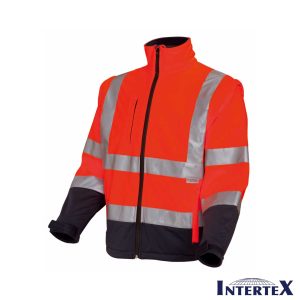 Hi-viz Softshell-Jacke 120 rot/schwarz - Warnschutz Klasse 2 | Windfest