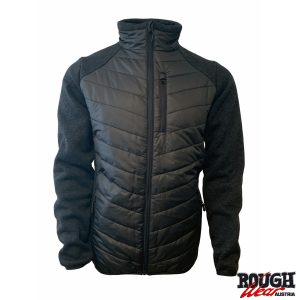 Hybridjacke Salzburg schwarz/graphit | Strickfleece & Stepp | Warme Outdoor- & Freizeitjacke