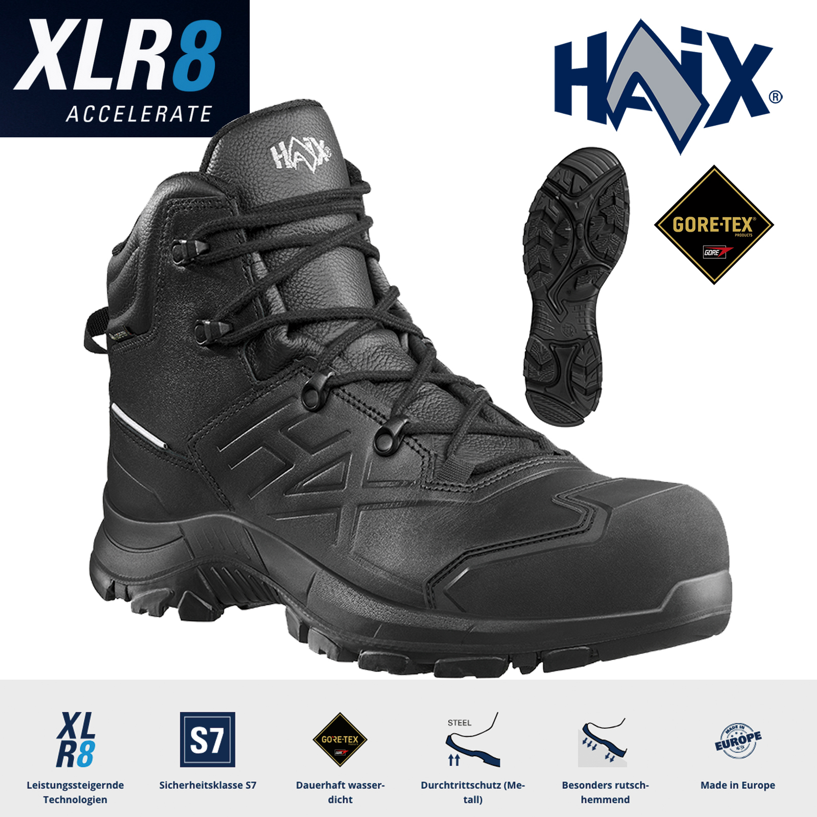 Haix® BLACK EAGLE Safety 610 LTR GTX | S7S Sicherheitsschuh GORE-TEX ESD