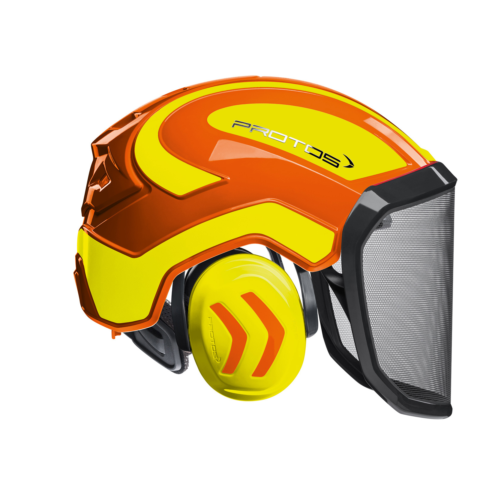 PROTOS Forest Schutzhelm | Forsthelm mit Visier & Gehörschutz | orange/gelb